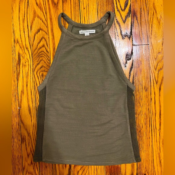 Hunter green halter top with mesh sides - Picture 1 of 3